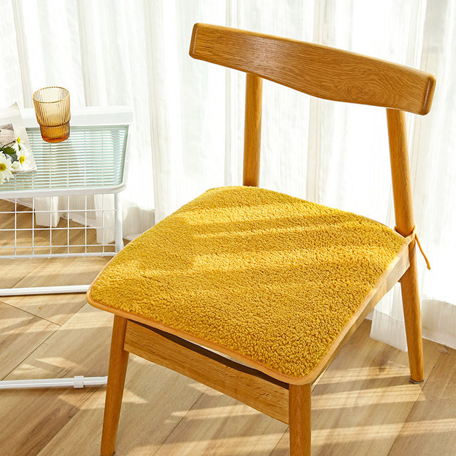 Lamb Wool Cushion Thickened Plush Winter Seat Pad Dining Chair Cushion Removable and Washable Office Chair Cushion for Long Sitting
