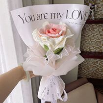 Handmade diy material package manually woven diy roses knitted flower bouquet homemade material pack