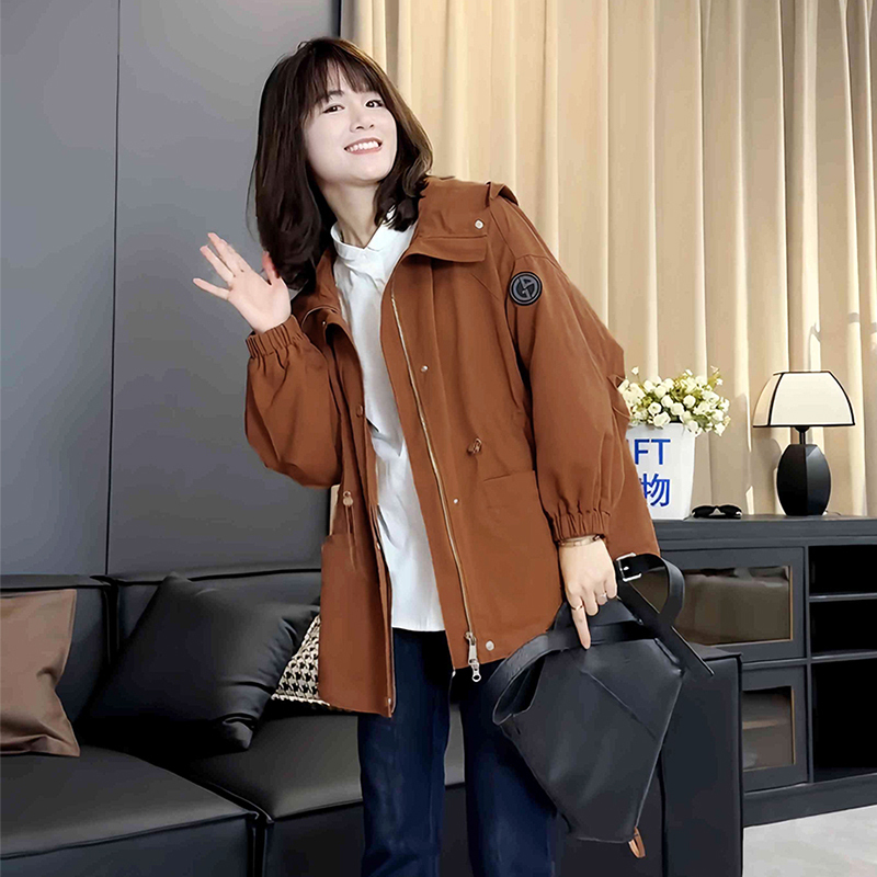 Mid-Length Hooded Waist-Cinching Padded Jacket for Women, New Autumn and Winter Style, Petite Casual Double-Layered Cotton Coat, Windproof Jacket