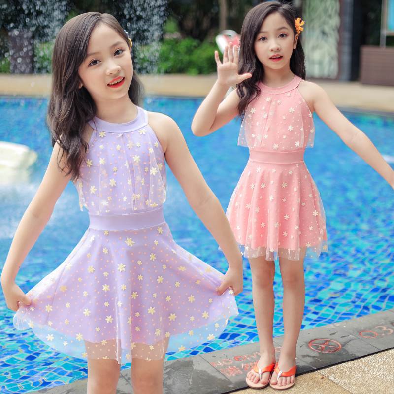 Girl Swimsuit Dress dresses Network Red Summer 2022 New conjoined Ocean Gas Master Wind Children Girls 4-year-old swimsuit
