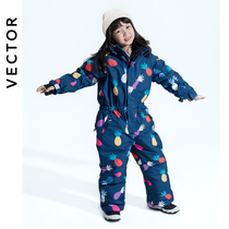 VECTOR Children Ski Suit Conjoined Girl Boy Veneer Thickened Warm Waterproof Baby Ski Kit Suit