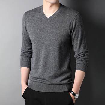 Paul's official v-neck cashmere long-sleeved sweater t-shirt men's sweetheart neck sweater spring and autumn solid color men's clothing Paul's official v-neck cashmere long-sleeved sweater t-shirt men's sweetheart neck sweater spring and autumn solid color men's clothing