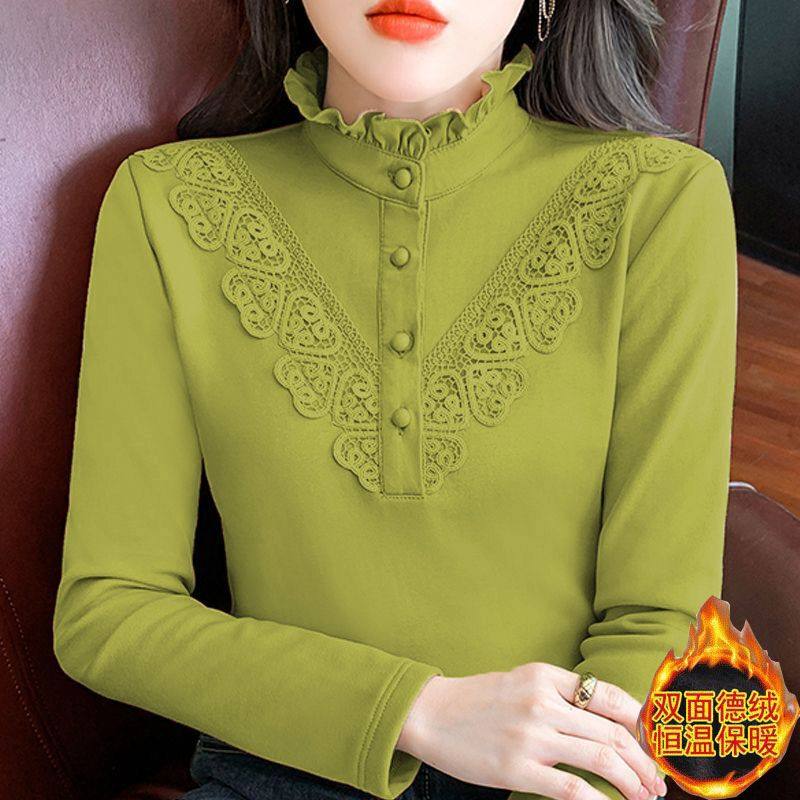 Double sided Develed half height collar shirt woman autumn winter new foreign air 100 hitch slim warm long sleeve t-shirt woman jersey-Taobao