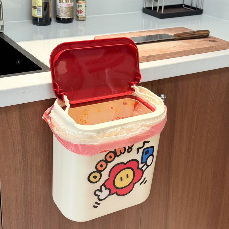 Household Wall-Mounted Trash Can, No Need to Bend Over, Kitchen-Specific Garbage Storage Bin, Bathroom Large-Capacity Trash Can with Lid Household Wall-Mounted Trash Can, No Need to Bend Over, Kitchen-Specific Garbage Storage Bin, Bathroom Large-Capacity Trash Can with Lid