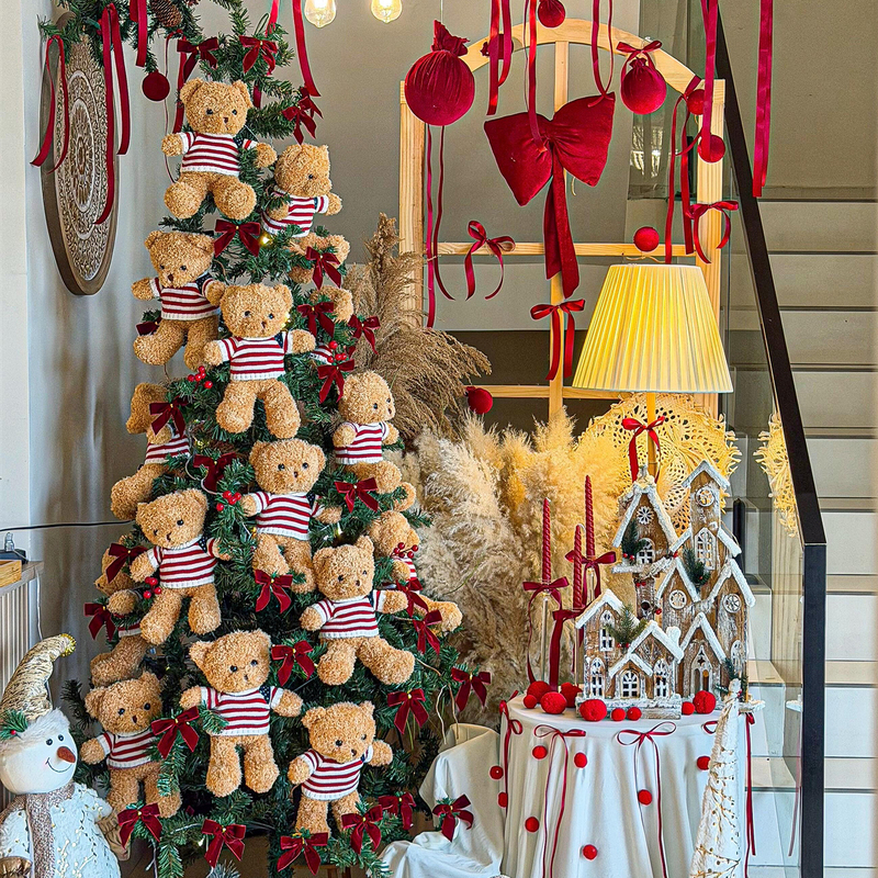 Bear Plush Doll Christmas Tree Decoration Plush Toy Christmas Decorations Scene Atmosphere Arrangement Hanging Ornaments Bear Plush Doll Christmas Tree Decoration Plush Toy Christmas Decorations Scene Atmosphere Arrangement Hanging Ornaments