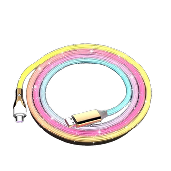 Yixingxing 3m Car-Mounted Luminous Charging Cable Dual C-Port Flashing Colorful Flowing Light Pd Fast Charging Data Cable Tpyec Ambient Light Suitable for Apple Huawei Dual-Head Typec 3m Extended Version Extra Long Model