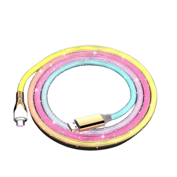Yixingxing Starry Sky Gradient Glowing Three-In-One Mobile Phone Charging Cable Android Super Fast Charging Cable Flash Charging Charger Data Cable Anti-Breakage Three-In-One Fast Charging All Android 2m