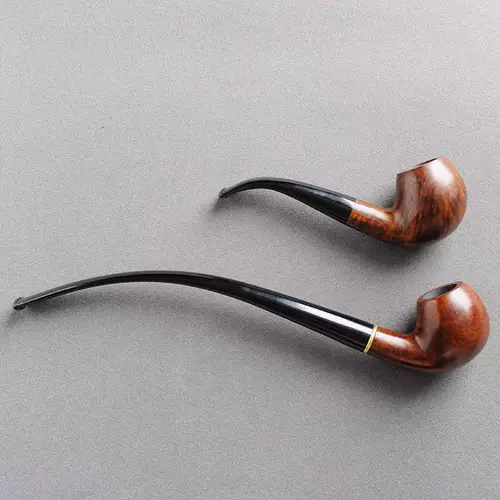 木香石楠木烟斗老式 经典弯式烟斗加阅读斗烟嘴送十件套