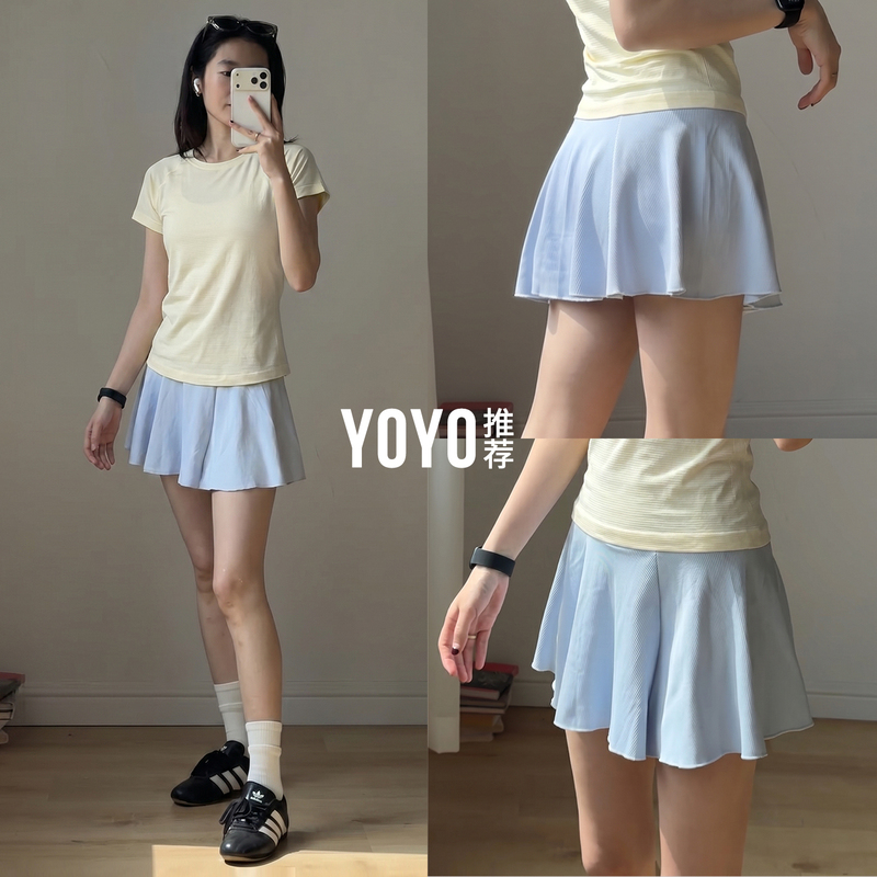 Yoyo Recommends Sports Tennis Skirt, Fake Two-Piece Anti-Exposure Running Short Skirt for Women, Summer Quick-Drying Badminton Skirt