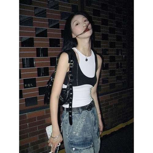 Дизайнерский комплект, бюстгальтер-топ, ретро сексуальная спортивная майка топ без рукавов, тренд сезона, в американском стиле, в обтяжку