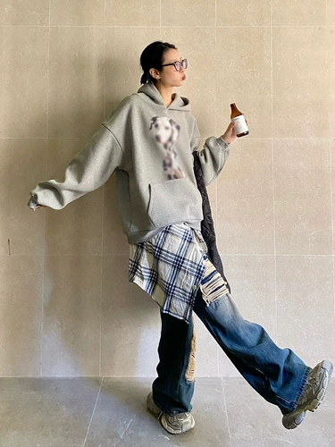 Демисезонная толстовка с капюшоном, ретро куртка для влюбленных, флисовый лонгслив, в американском стиле, оверсайз