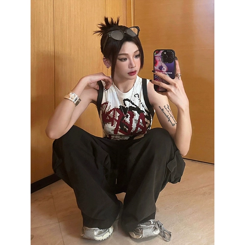 Летняя майка топ, футболка без рукавов, в американском стиле