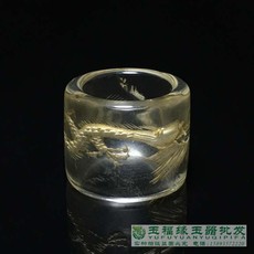 Украшения на руку 古董古玩包真水晶老物件收藏纯手工内雕刻龙纹老水晶扳指手饰