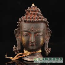 The Tibetan monastery receives the old pure copper by hand to create a Sarzhu sandy Sakmoli Buddha mask avatar can hang the wall