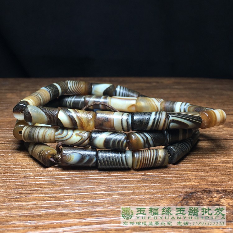 Patina West Asian ancient beads natural silk-wrapped old agate barrel beads loose beads DIY jewelry bracelet accessories agate raw stone