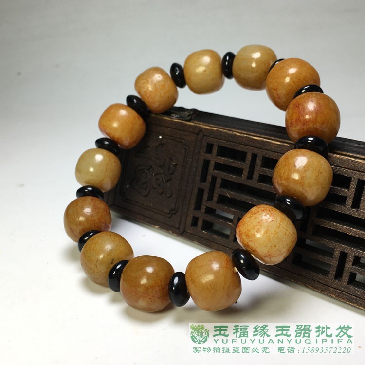 Antique ancient play collection Qing Dynasty old Yuyu and Tian Yuqin color string bead bracelet imitation ancient abacus bead bracelet-Taobao