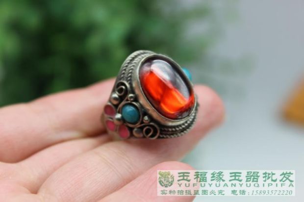 Cổ linh tinh Bạc cổ Inlay Nhẫn Nhẫn Cloisonne Handmade Thủ công mỹ nghệ Nhẫn nữ Bán buôn nhẫn nam kim cương
