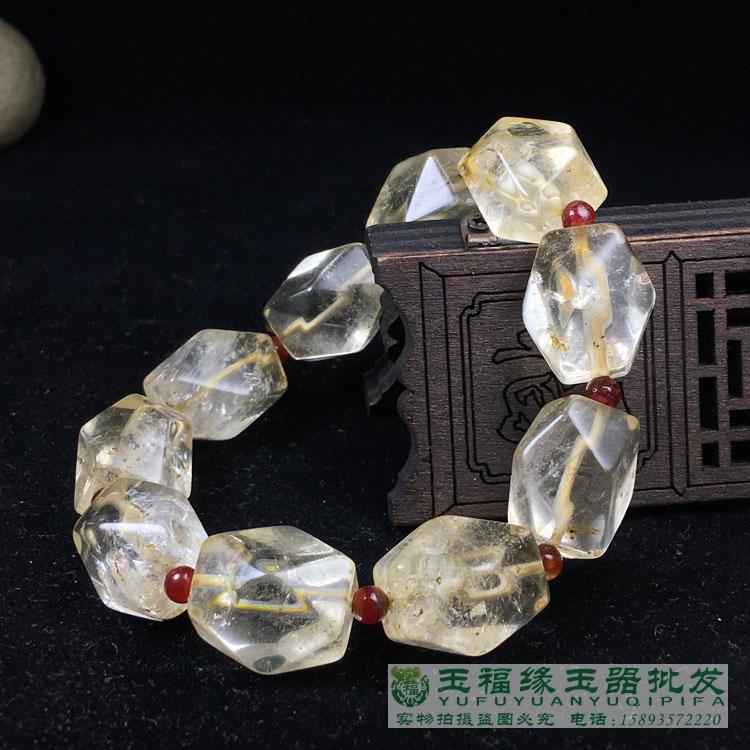 High ancient beads natural white crystal six-edged beads 8-edged beads Bead Bracelet High Palaeocrystal Handstring 