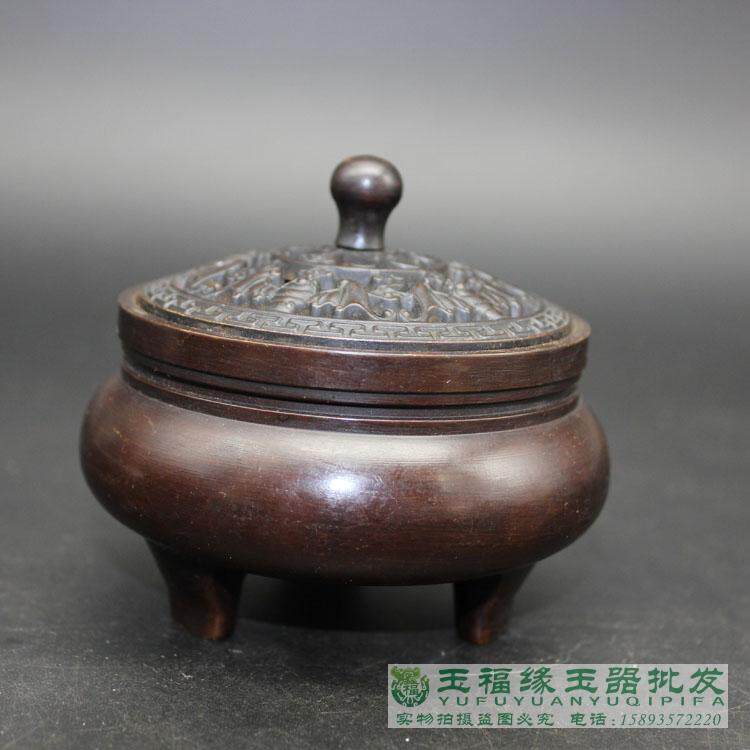 Antique high-end pure copper incense burner three-legged incense burner incense powder stove copper sandalwood incense burner Buddha tea ceremony incense incense