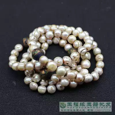 Antique Miscellaneous old pearls old beads old beads high ancient 108 pearls white spiral Pearl East beads long string