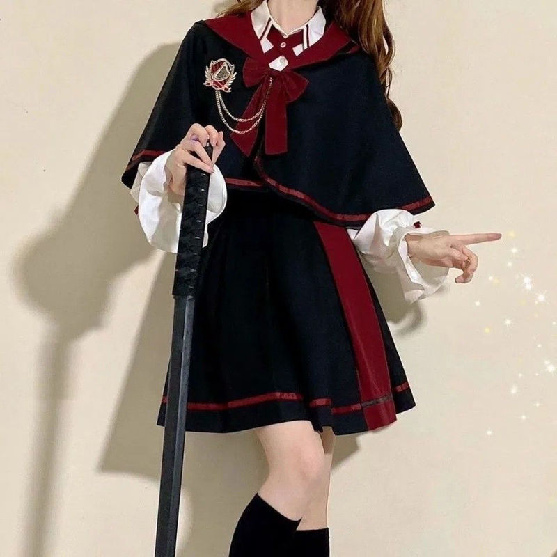 Harry Potter Clothing Girls' Set Student Korean Style Loose Japanese Cute Jk Uniform Cloak Uniform School Style