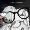 High-Fashion Black Large-Frame Plain Glasses Subculture Cute Sequin Kt Cat Black Frame Versatile Face-Slimming ins Style