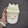 [New Product]Japanese Rilakkuma Mini Milk Coffee Glass Cup, High-Quality, Portable with Straw