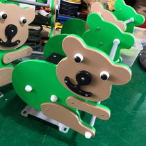 Childrens rocking horse baby rocking music PE board plastic kindergarten park scenic area amusement equipment toys customized direct sales