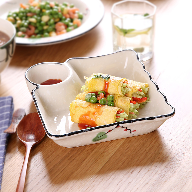 Dumplings dribbling vinegar dish creative household ceramics tableware, Japan and South Chesapeake food plate frame dish plate