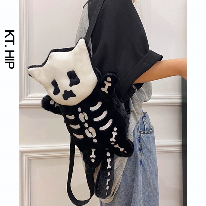 Halloween Funny Skull Cat Bag Lolita Cat Backpack Shoulder Bag Prank Best Friend Birthday Gift Girl