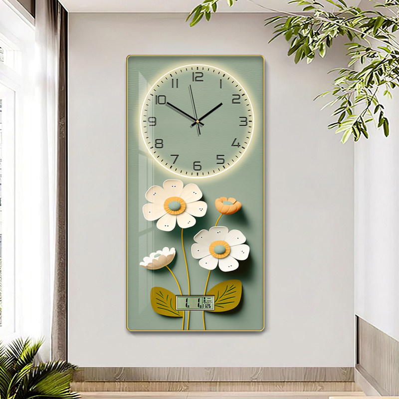 Living room Home clock hanging bell Guan Guan Guan Decoration Hung Painting Cream Wind Living Room Fashion Nets Red Vertical clock hanging wall-Taobao