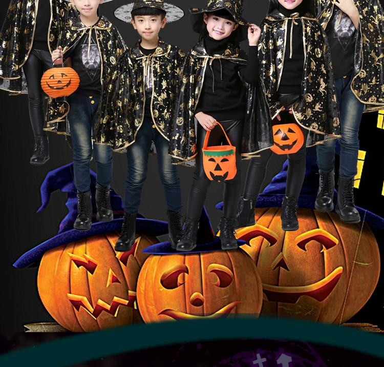 Trang phục Halloween trẻ em, chất liệu khu biểu diễn mẫu giáo, áo choàng bé trai, áo choàng ảo thuật bé gái, trang phục phù thủy