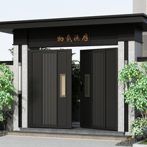 New Chinese-style iron villa door aluminum alloy single and double-open courtyard door stainless steel self-built house custom-made courtyard gatehouse