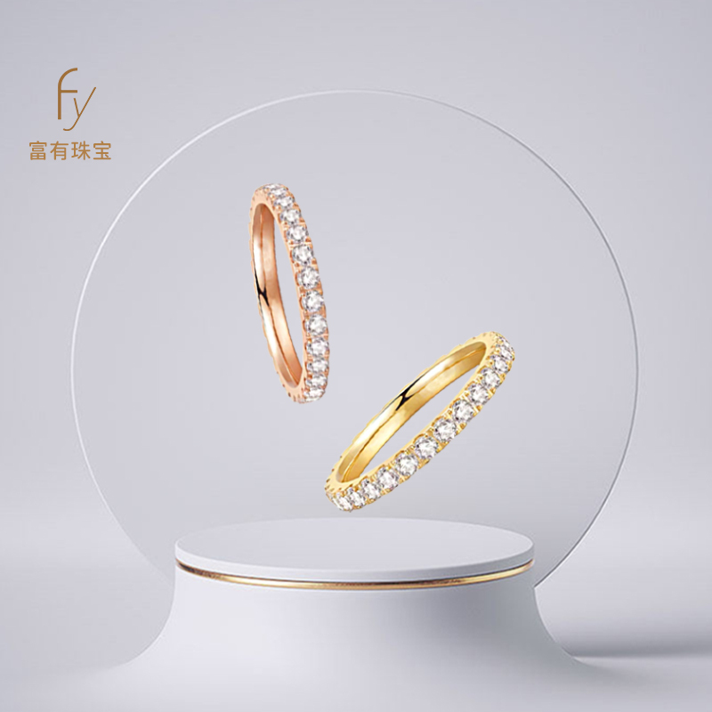 18K Gold Natural Diamond Ring with Full Row of Diamonds for Women to Wear Stacked 18K Gold Natural Diamond Ring with Full Row of Diamonds for Women to Wear Stacked
