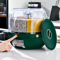 Grid rice bucket rotating grain rice storage box household insect-proof and moisture-proof sealed rice storage box rice cylinder