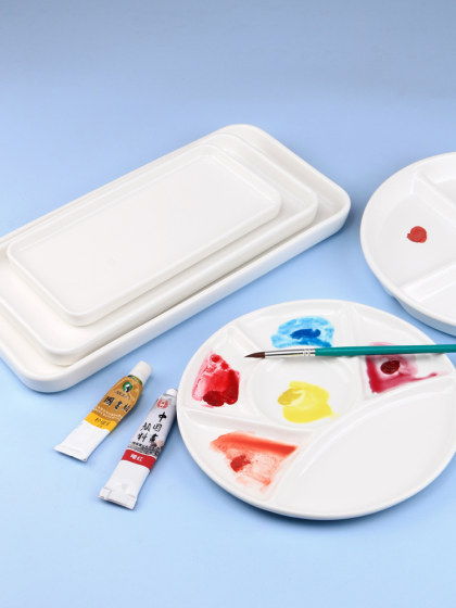 买一送一骨瓷颜料碟美术白瓷调色盘国画绘画瓷盘墨盘颜料盘国画墨水碟画碟小碟子陶瓷墨蝶书法毛笔白色调色碟