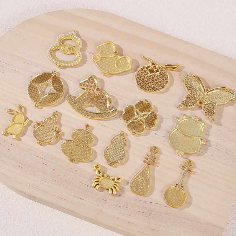 Song Brocade Base for Pressed Brooches, Necklace Pendants, Car Hangings, Base for Earrings, Brooches, Hairpins, Hair Ties, DIY Handmade Material Kit Set