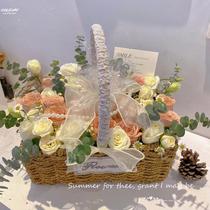 Plumeria basket materials include confinement confinement gift for best friend to give birth to watch the confinement and full moon fruit hand basket for young mothers