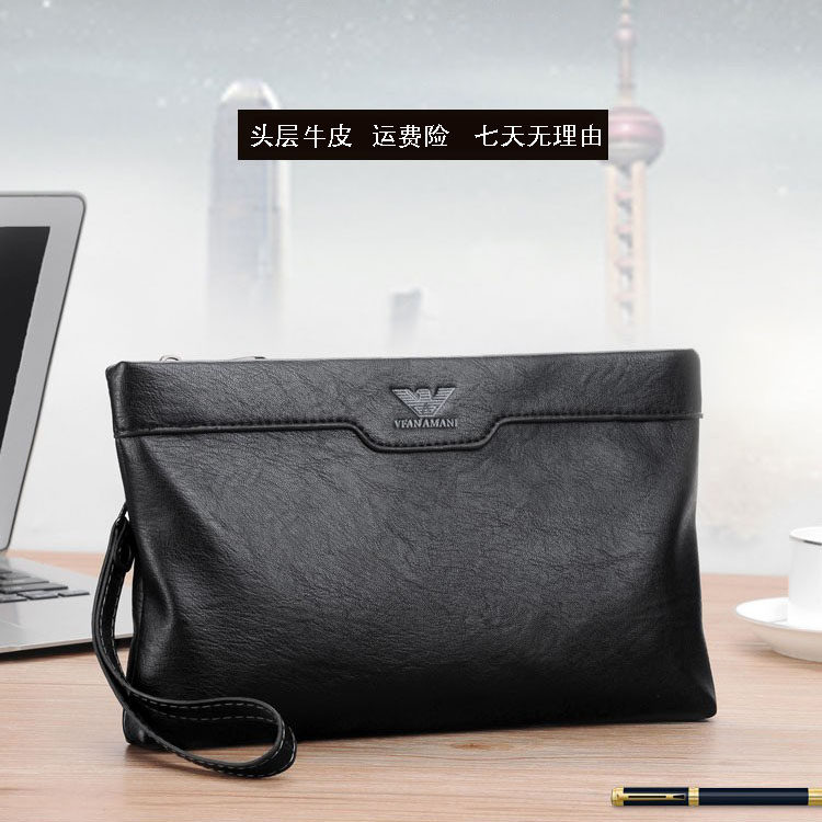 Special cabinet men's bag 2023 Handheld bag Bull Leather Handbag Men Genuine Leather Fashion Clip Handbag Letter Enveloping Tide-Taobao