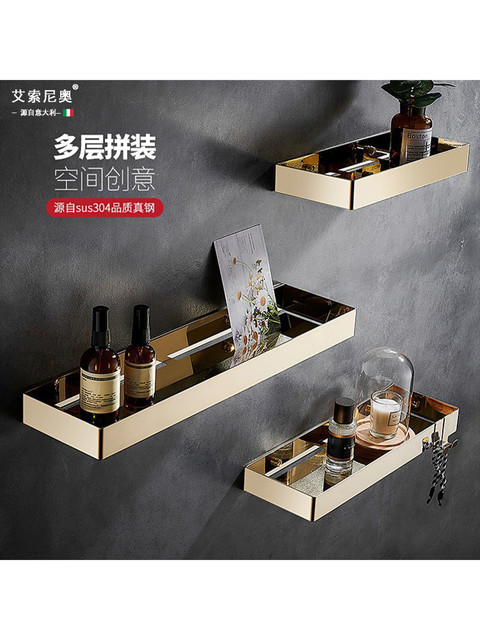 Italian Aisino Gold Towel Rack, Foldable All-Copper Bath Towel Rack, Bathroom No-Drill Installation