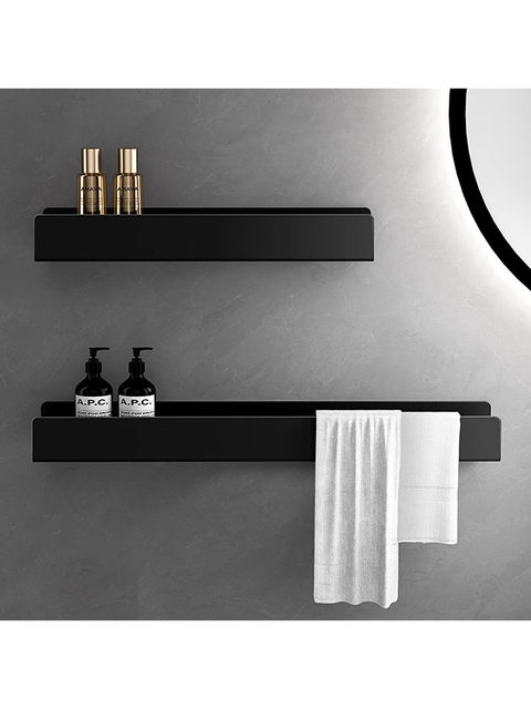 Aisonio Bathroom Storage Rack 304 Stainless Steel Wall-Mounted Bathroom Organizer No-Drill Towel Rack