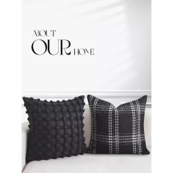 Accessible Luxury Black Fancy Three-dimensional Bubble Lattice Model Room Sofa Pillow Back Pillow Waist Back Pillow Case with Core