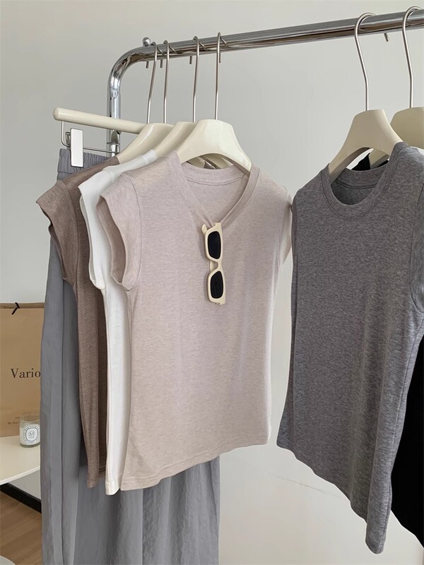 Lyocell Tencel Cotton Short-Sleeve T-Shirt for Women, Summer Thin Style, Slimming, Versatile, Elegant, Regular Shoulder, Short Top Lyocell Tencel Cotton Short-Sleeve T-Shirt for Women, Summer Thin Style, Slimming, Versatile, Elegant, Regular Shoulder, Short Top