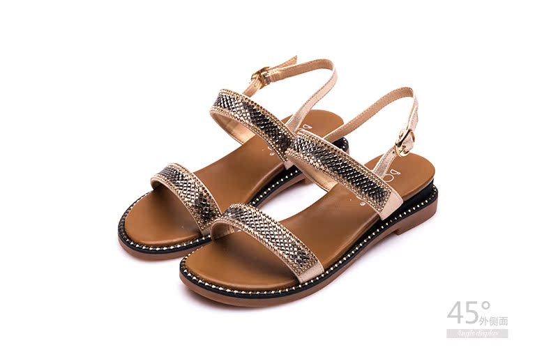 Word với sandal da nữ 2019 xuân hè mới hoang dã phiên bản Hàn Quốc với thời trang giày Roman hoang dã - Sandal sandal nữ đế cao