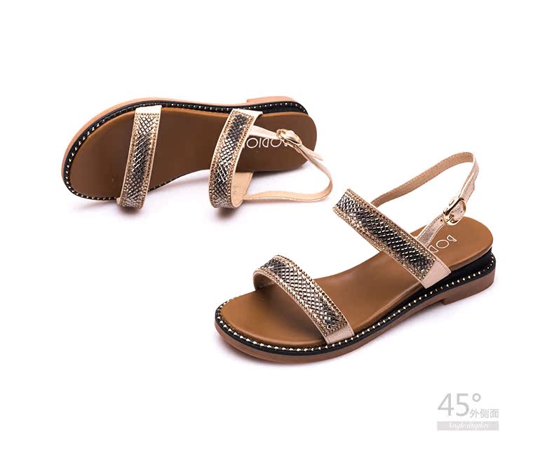 Word với sandal da nữ 2019 xuân hè mới hoang dã phiên bản Hàn Quốc với thời trang giày Roman hoang dã - Sandal sandal nữ đế cao
