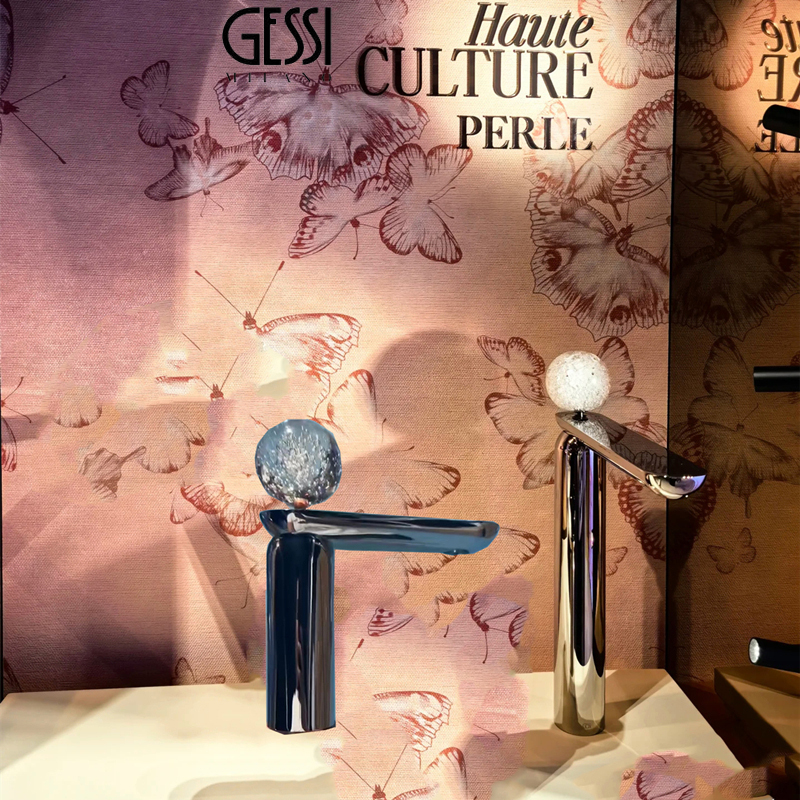 Italian Gessi Crystal Faucet Pearl Basin Copper Gold Single-Hole Hot and Cold Art Basin Faucet Gessi