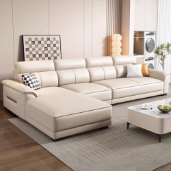 Cream Style Technology Cloth Sofa Living Room Modern Simple 2025 New Imperial Concubine L-Shaped Cat Scratch Cloth Sofa Small Apartment