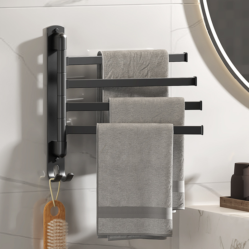 Japan M U J I CROSS BORDER FREE OF PUNCH BATHROOM ROTARY TOWEL ROD TOILET MULTIPURPOSE TOWEL RACK STAINLESS STEEL-Taobao