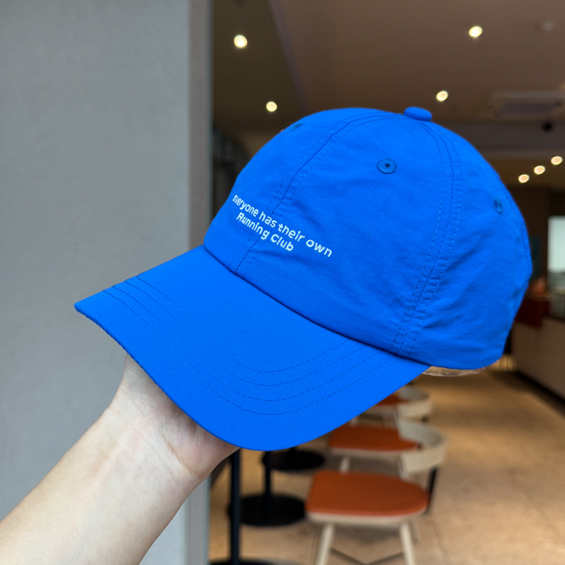 Spring and Summer Royal Blue Embroidered Letter Quick-Drying Baseball Cap for Men and Women with Large Head Circumference, Lightweight, College Style Sunshade Cap