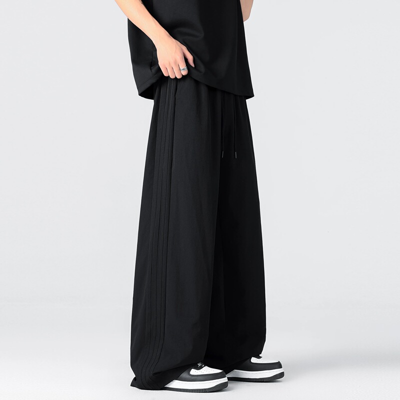 City Hipster American-Style Heavyweight Black Pants for Men, New Summer Trendy Brand Straight-Leg Ice Silk Casual Trousers City Hipster American-Style Heavyweight Black Pants for Men, New Summer Trendy Brand Straight-Leg Ice Silk Casual Trousers
